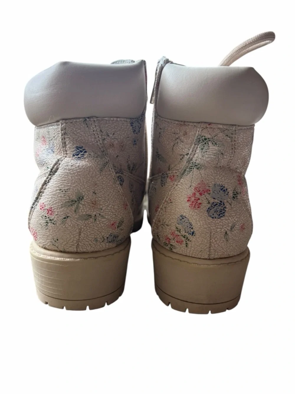 Women’s Cottagecore Beige Floral Lace-Up Ankle Boots Sz 7m - Picture 3 of 9